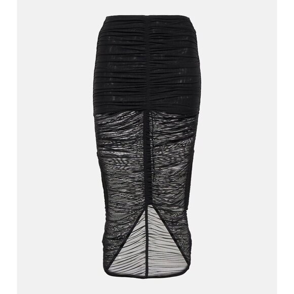 Mugler Mesh Bodycon Skirt in Black 34 New Cutout Midi Draped womens - Picture 11 of 16